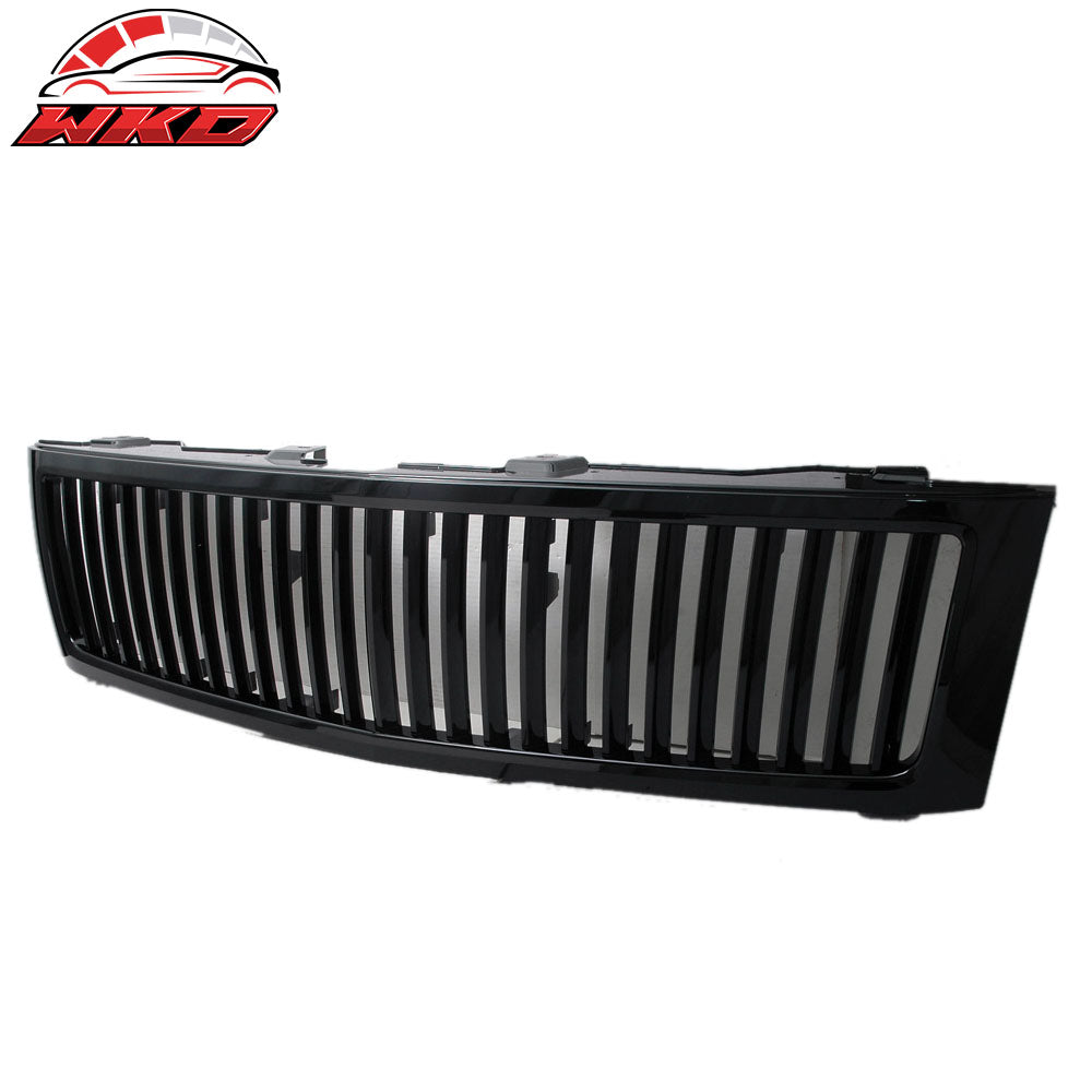Fits 07-13 Chevy Silverado 1500 Vertical Front Hood Unpainted Grille Grill ABS