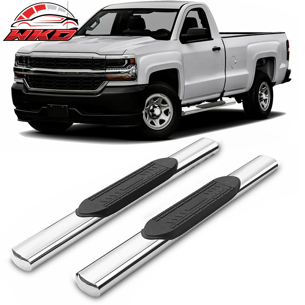 Fits 07-18 Silverado Sierra Regular Cab 5" Stainless Side Step Bar Running Board