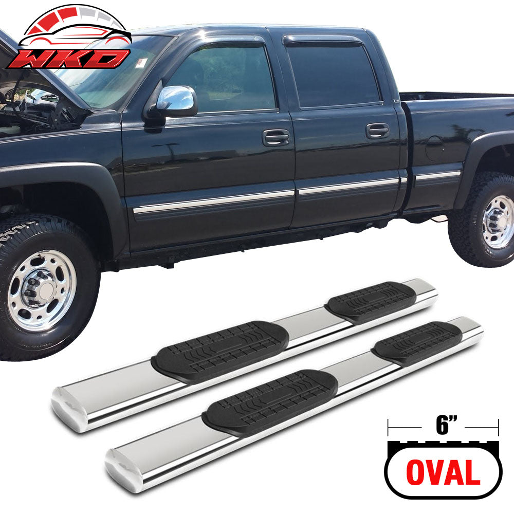 Fits 01-13 Silverado Sierra Crew Cab 6 Inch SS Side Steps Running Boards