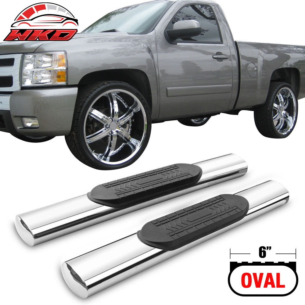 Fits 01-13 Silverado Sierra 1500 Regular Cab 6In SS Side Step Bar Running Boards