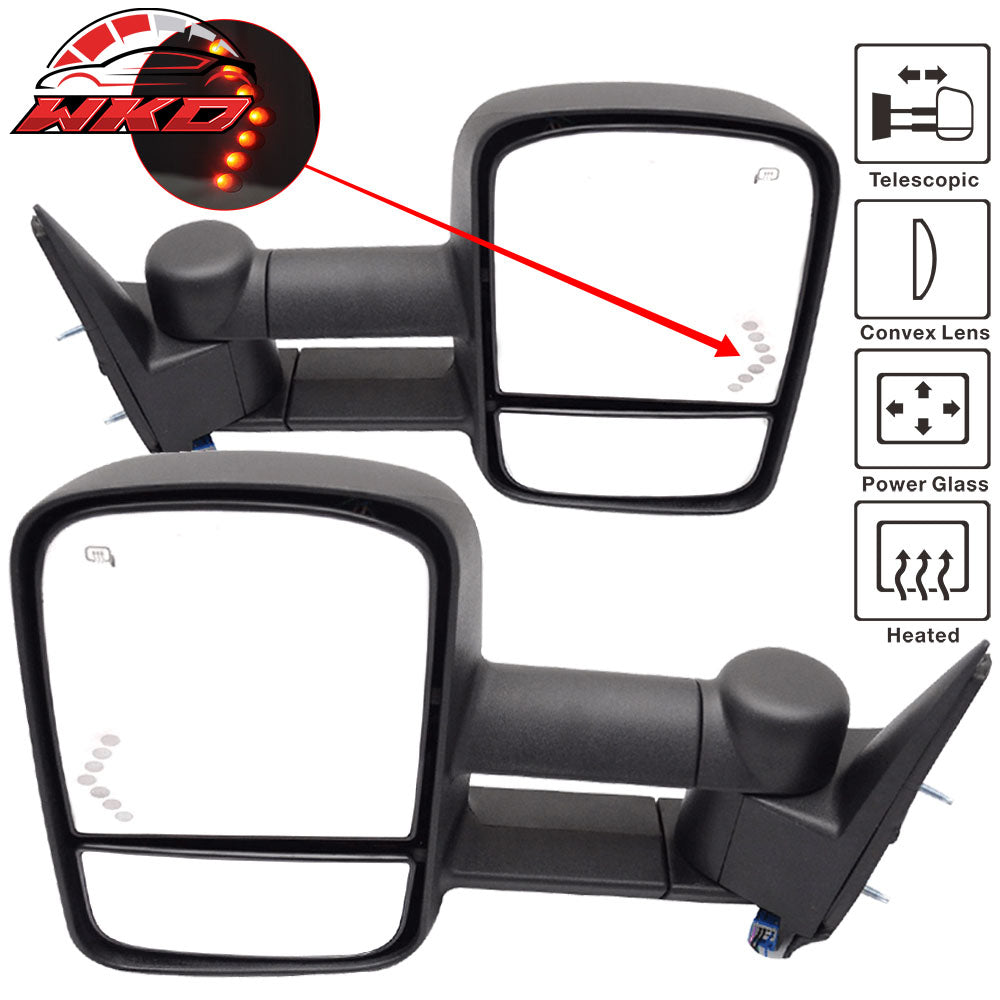 Fits 03-07 Silverado GMC Sierra Side Tow Towing Mirror Heated Power Arrow Lamp