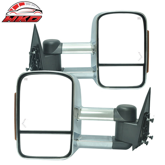 Wholesale 03-07 Silverado Towing Mirrors Power Heated Signal Arrow Light Chrome 2PC
