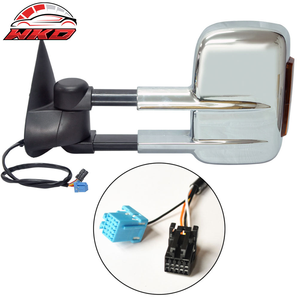 Fits 03-07 Silverado Towing Mirrors Power Heated Signal Arrow Light Chrome 2PC
