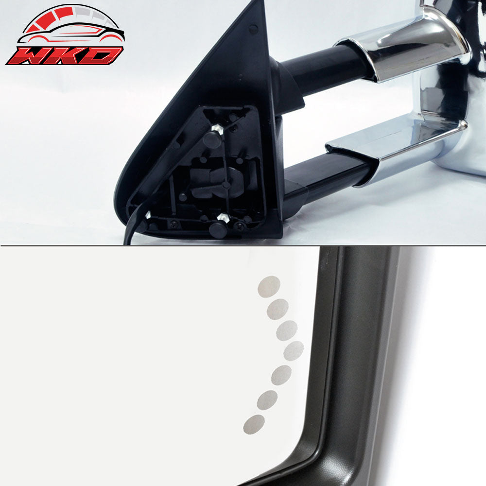 Fits 03-07 Silverado Towing Mirrors Power Heated Signal Arrow Light Chrome 2PC