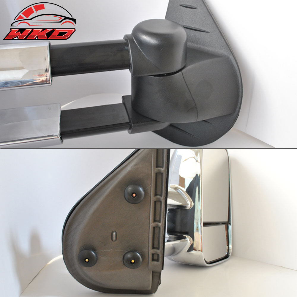 Fits 07-14 Chevy Silverado Side View Towing Mirrors Manual Non-Heated Chrome