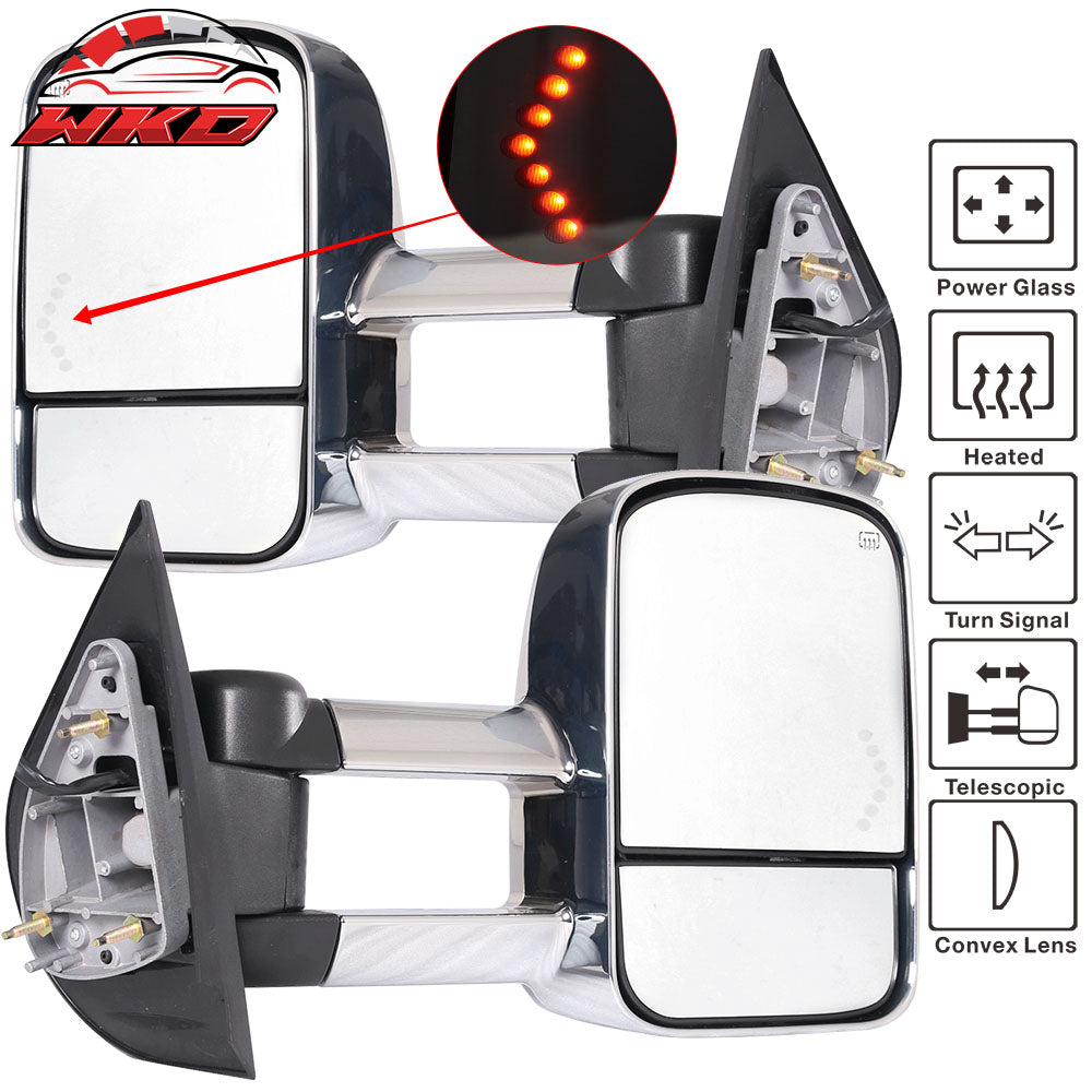 Wholesale 07-14 Silverado Towing Mirrors Power Heated Signal Arrow Light Chrome 2PC