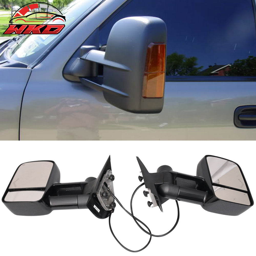Fits 07-14 Silverado Sierra Towing Mirrors Power Heated Signal Arrow Light 2PC
