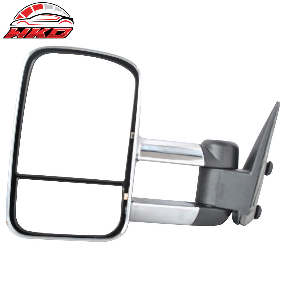Fits 99-07 Silverado Sierra Rear View Towing Mirror Manual Chrome Housing Pair