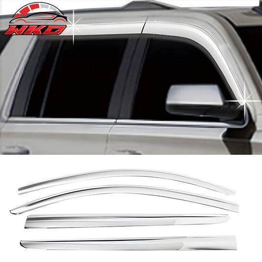 Fits 15-20 Chevrolet Suburban Side Window Visors Deflectors 4PCS Set Chrome