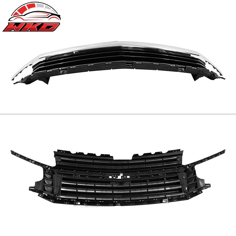 Fits 21-24 Chevy Tahoe & Suburban Front Upper Bumper Grille Chrome & Gloss Black