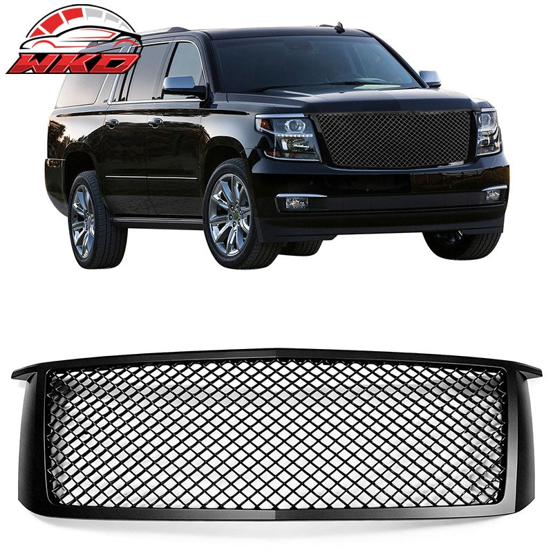 Fits 2015-2020 Chevy Tahoe & Suburban Mesh Style Front Bumper Upper Grille Black