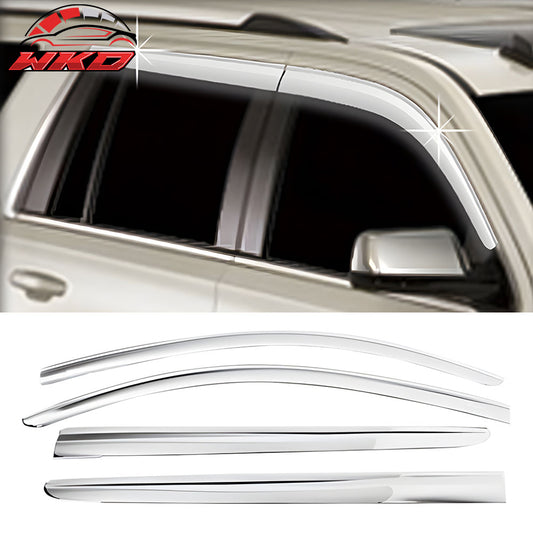 Fits 15-20 Chevrolet Tahoe Side Window Visors Sun Rain Deflectors 4PCS Chrome
