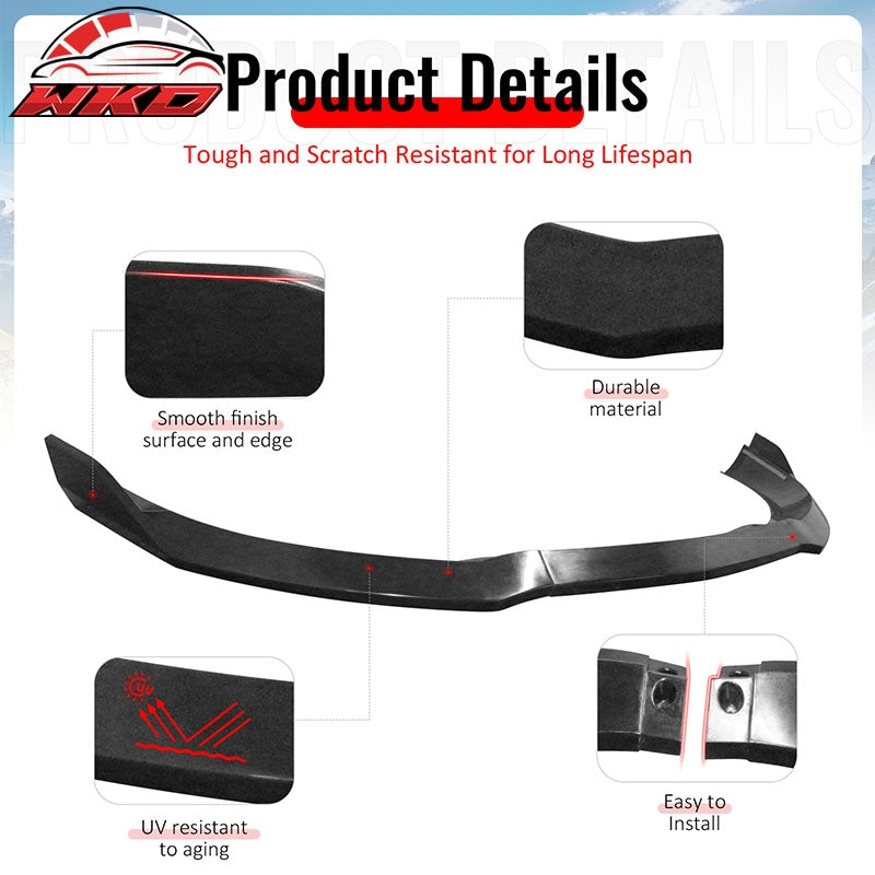 Fits 15-17 Chrysler 200 Front Bumper Lip Spoiler Splitter Chin Unpainted PU 3PCS