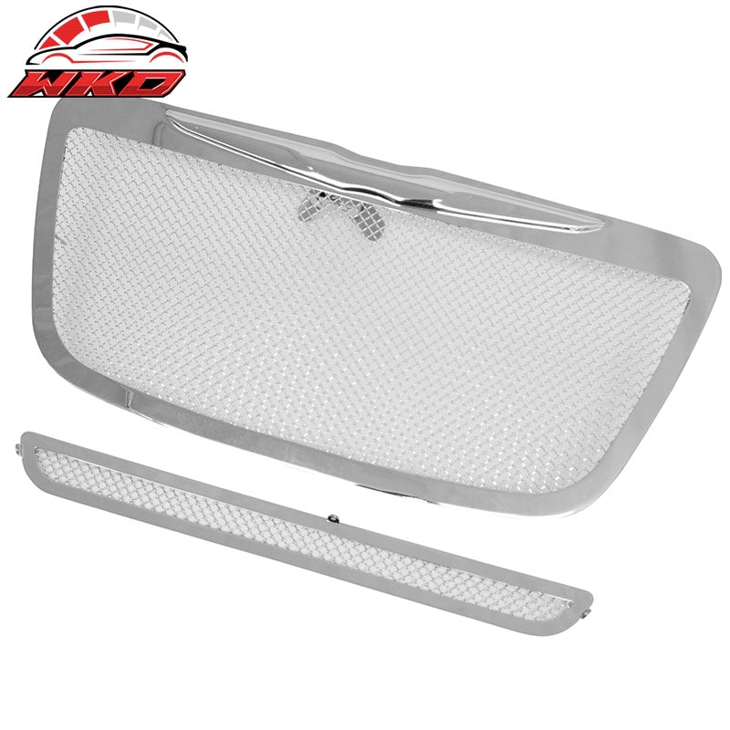 Fits 2011-2014 Chrysler 300 300C Chrome Mesh Molded Wing Style Front Grilles