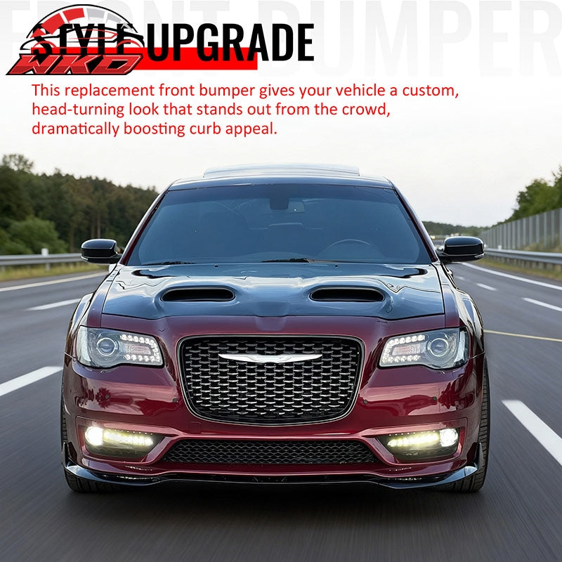 For 15-23 Chrysler 300 300S Style Front Bumper Cover Fog Lights Gloss Grille/Lip