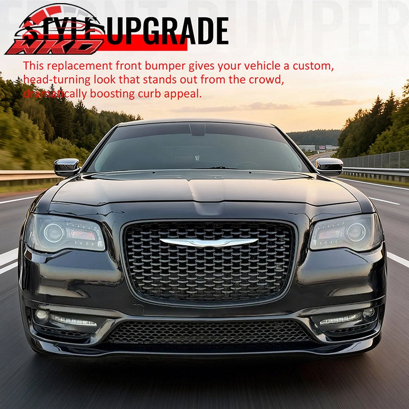 Fits 15-23 Chrysler 300 300S Style Front Bumper Cover w/ Fog Lights Matte Grille