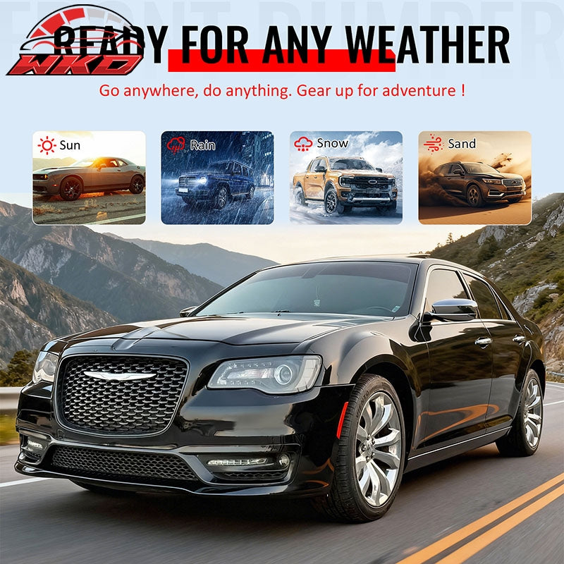 Fits 15-23 Chrysler 300 300S Style Front Bumper Cover w/ Fog Lights Matte Grille