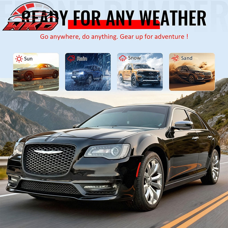 Fits 15-23 Chrysler 300 300S Style Front Bumper Cover w/ Fog Lights Gloss Grille