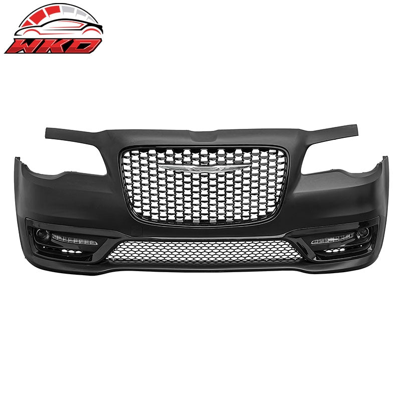 Fits 15-23 Chrysler 300 300S Style Front Bumper Cover w/ Fog Lights Gloss Grille