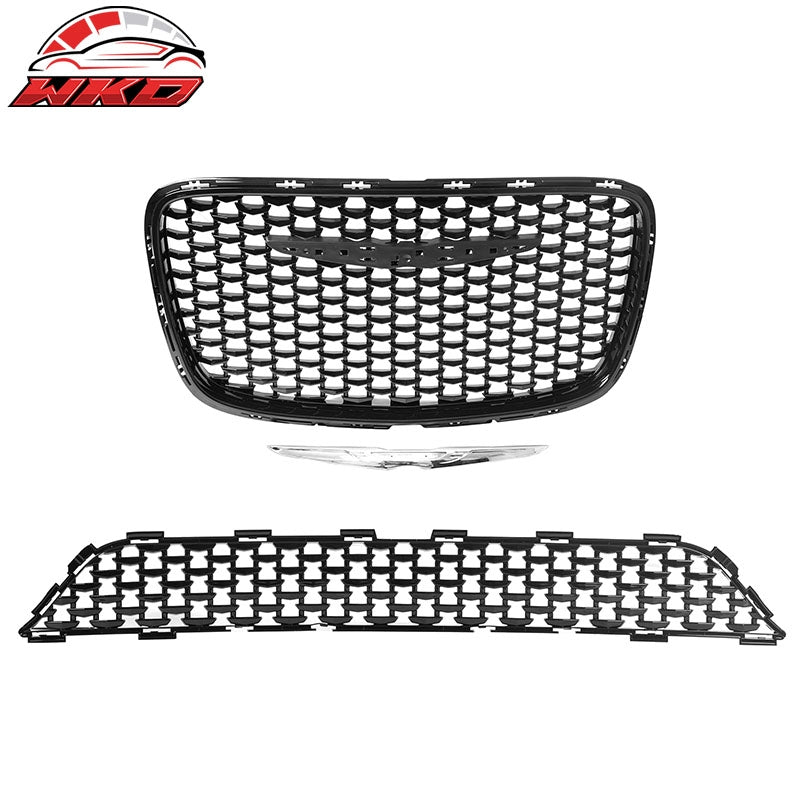 Wholesale For 15-23 Chrysler 300 300S Sport Gloss Black Front Bumper Upper + Lower Grilles