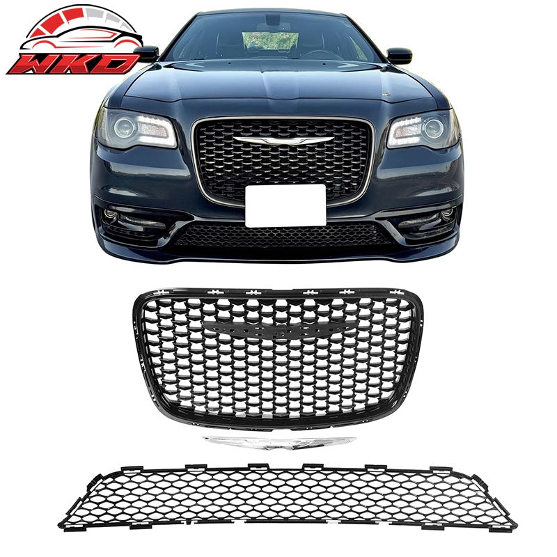 Wholesale For 15-23 Chrysler 300 300S Sport Gloss Black Upper Grille + SRT PP Lower Grille