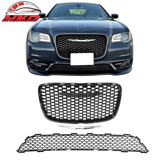 Wholesale For 15-23 Chrysler 300 300S Sport Gloss Black Upper Grille + SRT PP Lower Grille - Wikond Auto