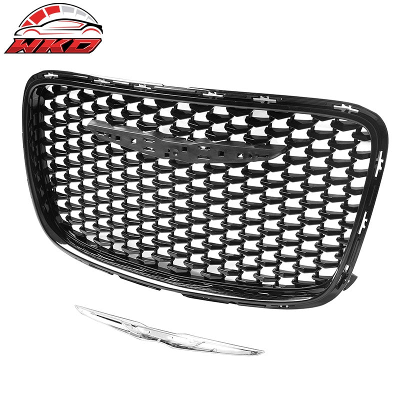 For 15-23 Chrysler 300 300S Sport Gloss Black Upper Grille + SRT PP Lower Grille