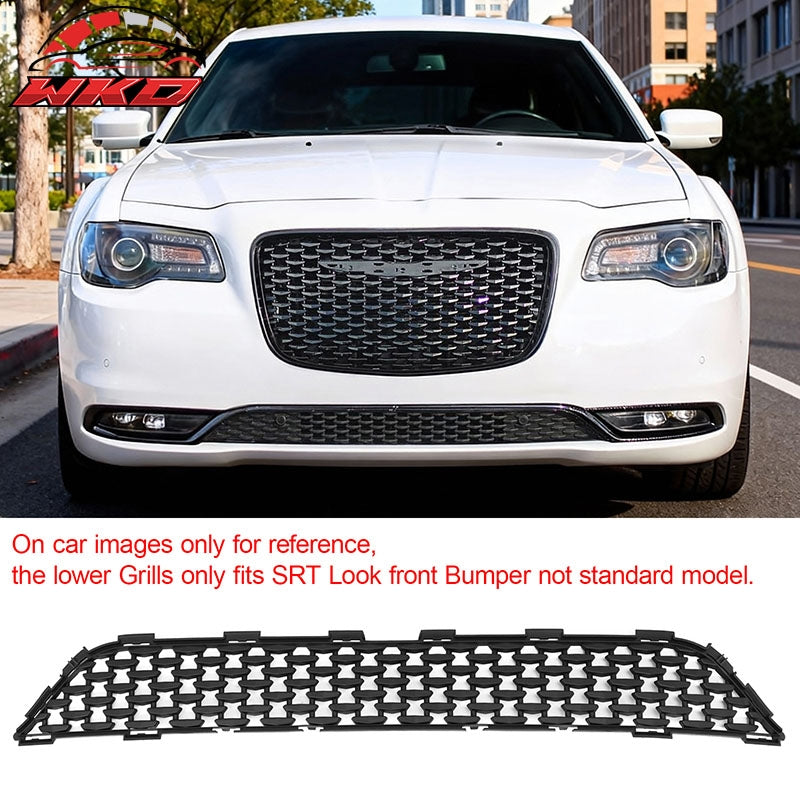 For 15-23 Chrysler 300 300S Sport Matte Black Front Bumper Upper + Lower Grilles