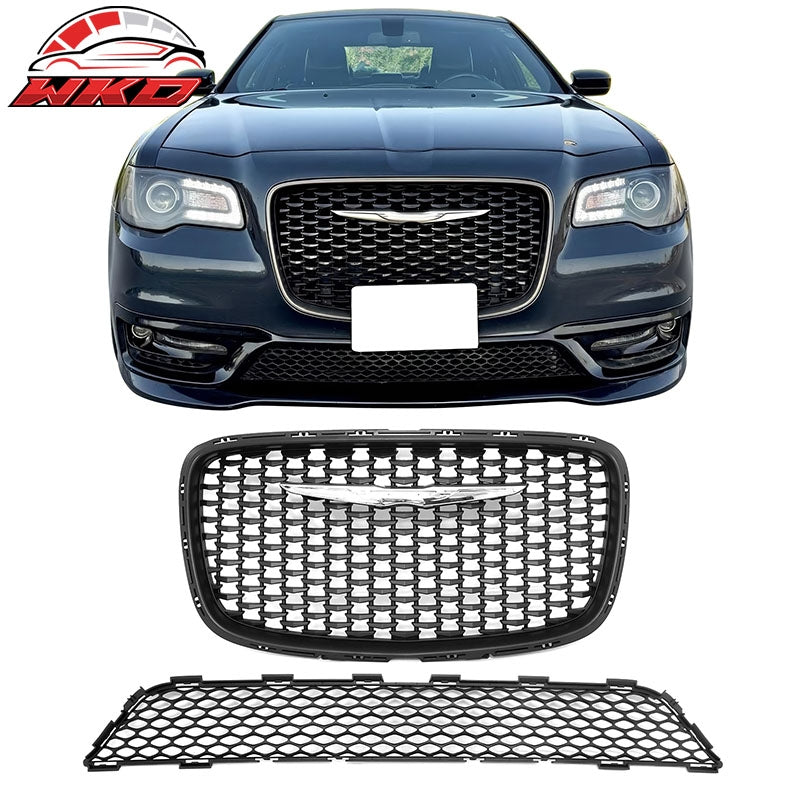 Wholesale For 15-23 Chrysler 300 300S Sport Matte Black Upper Grille + SRT PP Lower Grille
