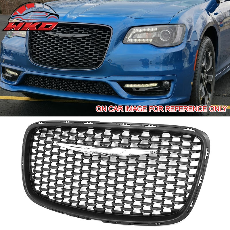 For 15-23 Chrysler 300 300S Sport Matte Black Upper Grille + SRT PP Lower Grille