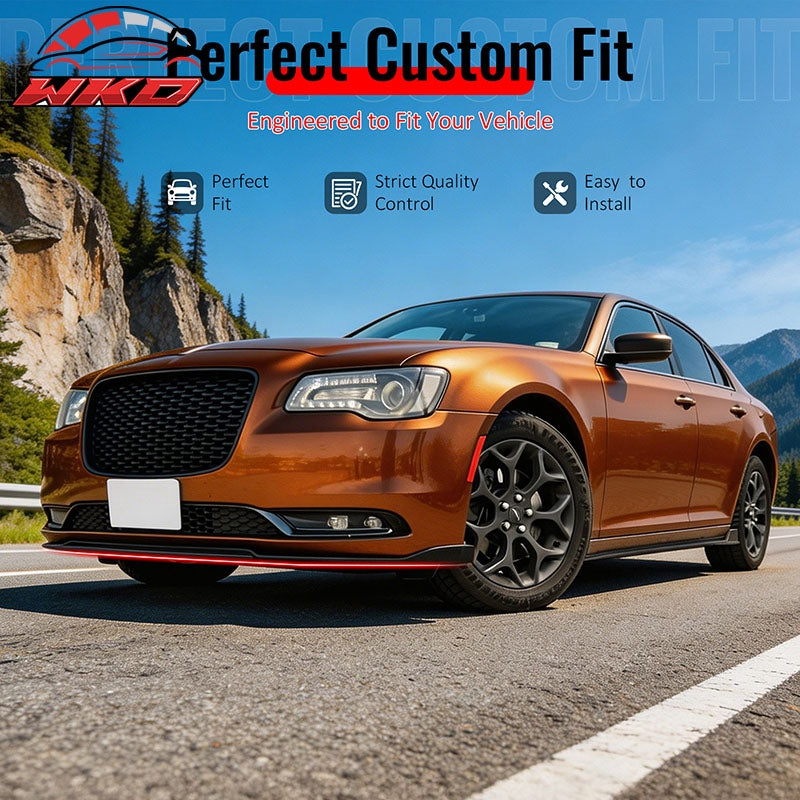 Fits 15-23 Chrysler 300 Base IKON PP Front Bumper Lip Chin Spoiler Gloss Black