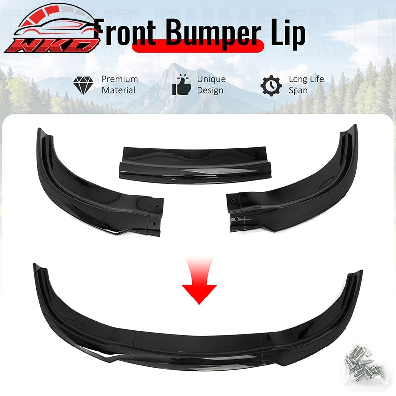 Fits 15-23 Chrysler 300 Base IKON PP Front Bumper Lip Chin Spoiler Gloss Black