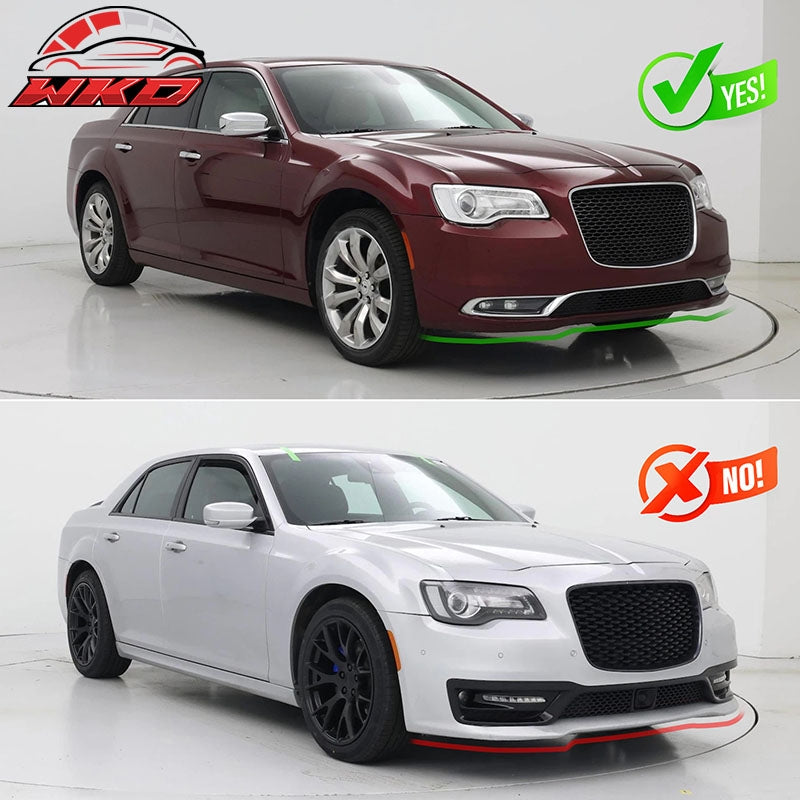 Fits 15-23 Chrysler 300 Base IKON PP Front Bumper Lip Chin Spoiler Gloss Black