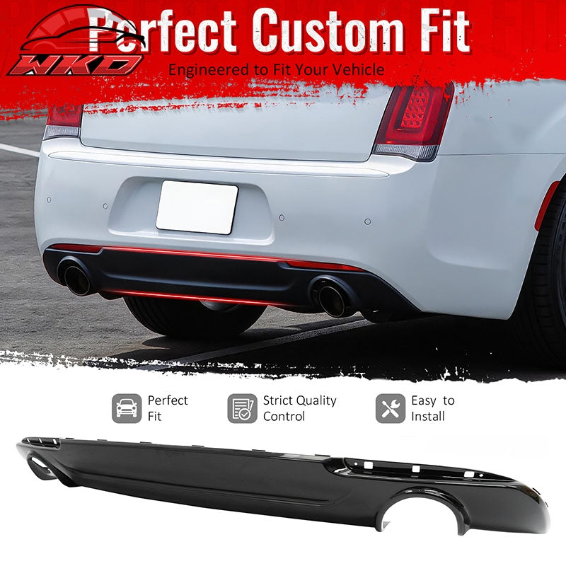 Fits 15-23 Chrysler 300 Base SRT C Style Rear Bumper Lip Diffuser PP Gloss Black