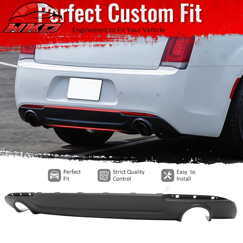 Fits 15-23 Chrysler 300 Base SRT C Style Rear Bumper Lip Diffuser PP Matte Black
