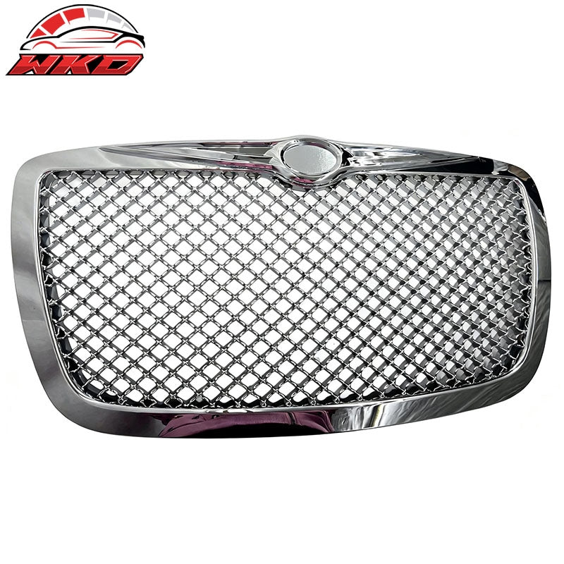 Fits 05-10 Chrysler 300 C Mesh Style Front Bumper Grille Cover Guard Chrome ABS