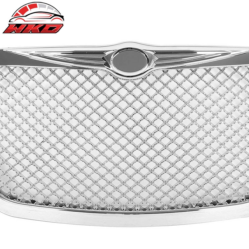 Fits 05-10 Chrysler 300 C Mesh Style Front Bumper Grille Cover Guard Chrome ABS
