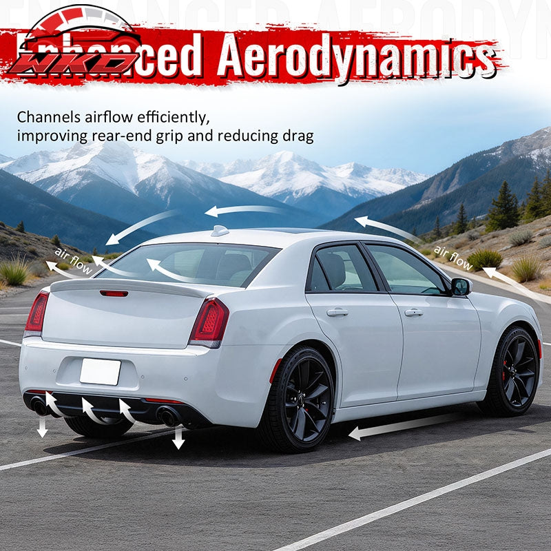 Fits 15-23 Chrysler 300 C Style Rear Bumper Lip Diffuser PP Carbon Fiber Print