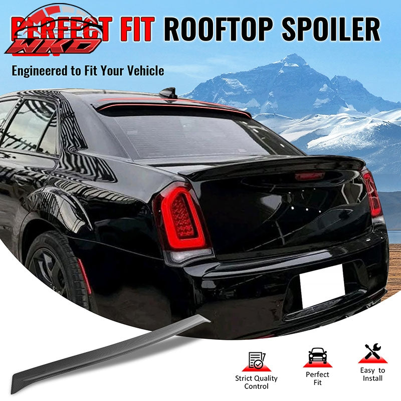 For 11-23 Chrysler 300 Rear Window Roof Spoiler Carbon Fiber Print Visor ABS Lip