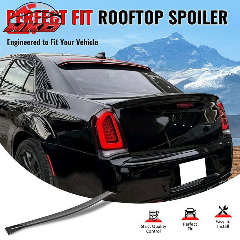 Fits 11-23 Chrysler 300 Rear Window Roof Spoiler Gloss Black ABS Top Visor Wing