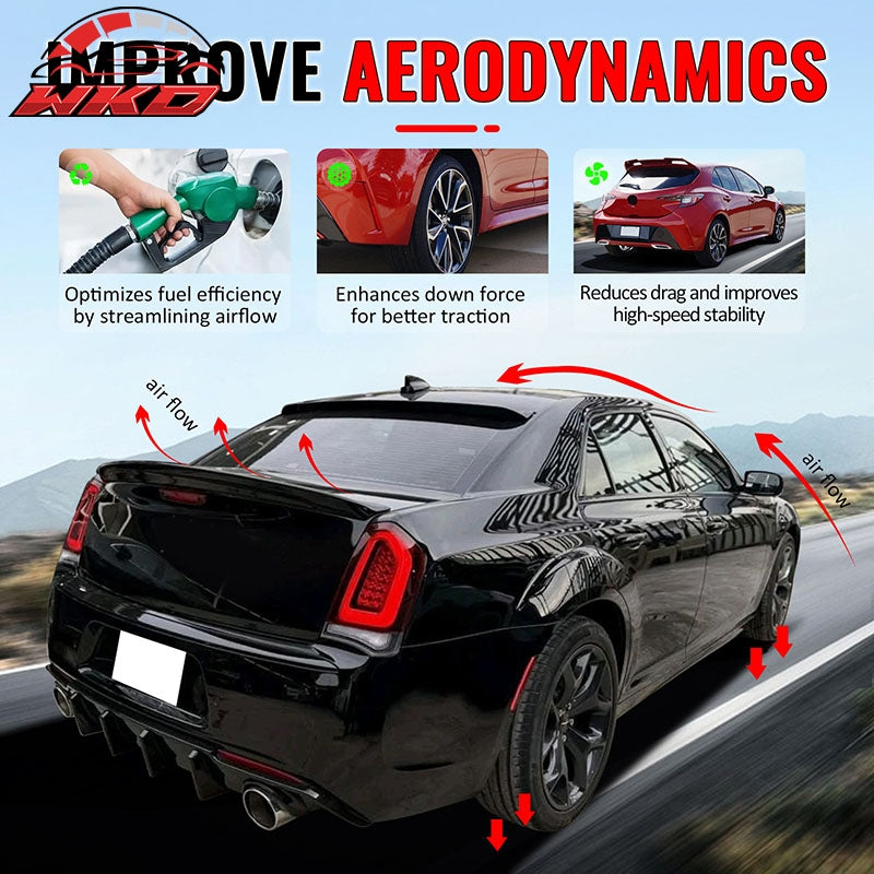 Fits 11-23 Chrysler 300 Rear Window Roof Spoiler Matte Black ABS Top Visor Wing