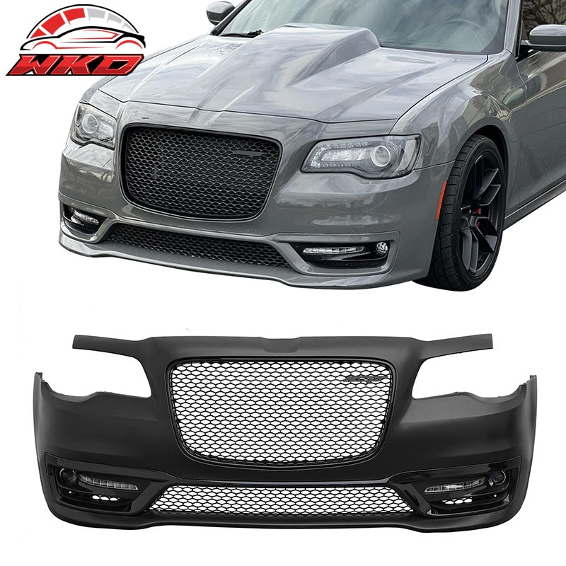 Wholesale For 15-23 Chrysler 300 SRT Style Front Bumper Cover Fog Light Gloss Black Grille