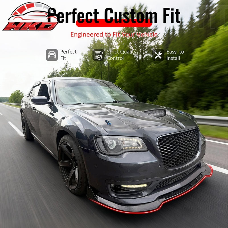 Fits 15-23 Chrysler 300 SRT Style ABS Front Bumper Lip Chin Spoiler Gloss Black