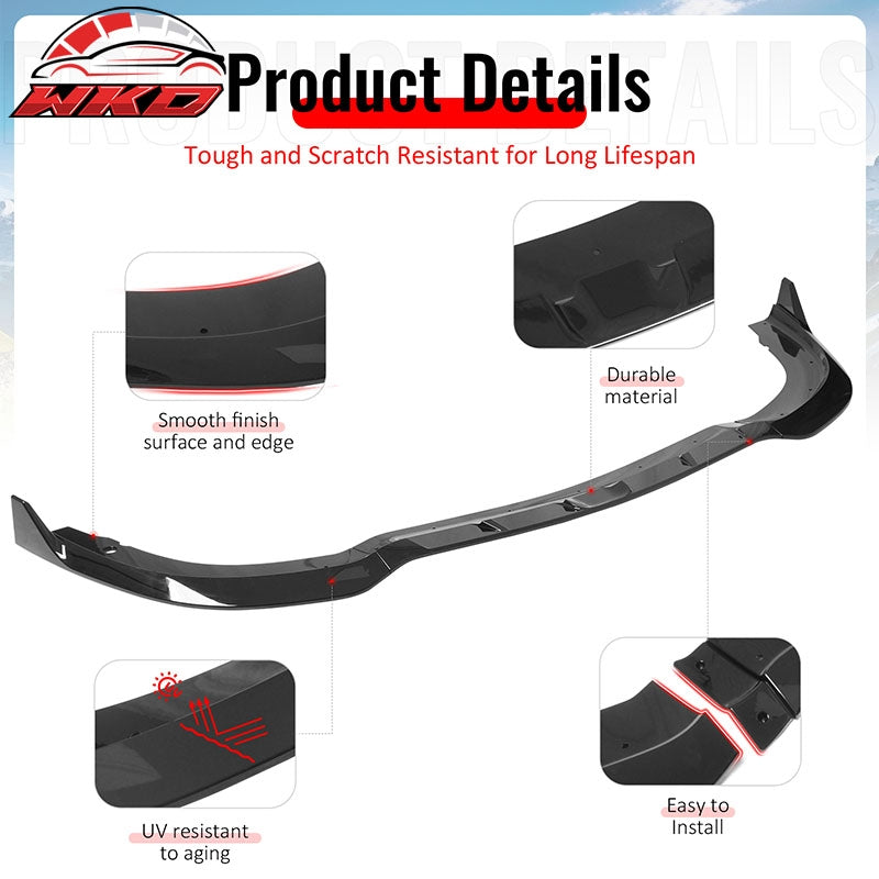 Fits 15-23 Chrysler 300 SRT Style ABS Front Bumper Lip Chin Spoiler Gloss Black