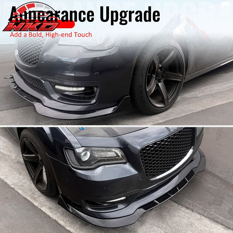 Fits 15-23 Chrysler 300 SRT Style ABS Front Bumper Lip Chin Spoiler Gloss Black