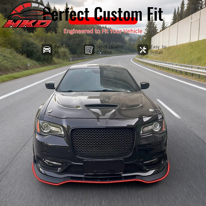 Fits 15-23 Chrysler 300 SRT Style ABS Front Bumper Lip Chin Spoiler Matte Black