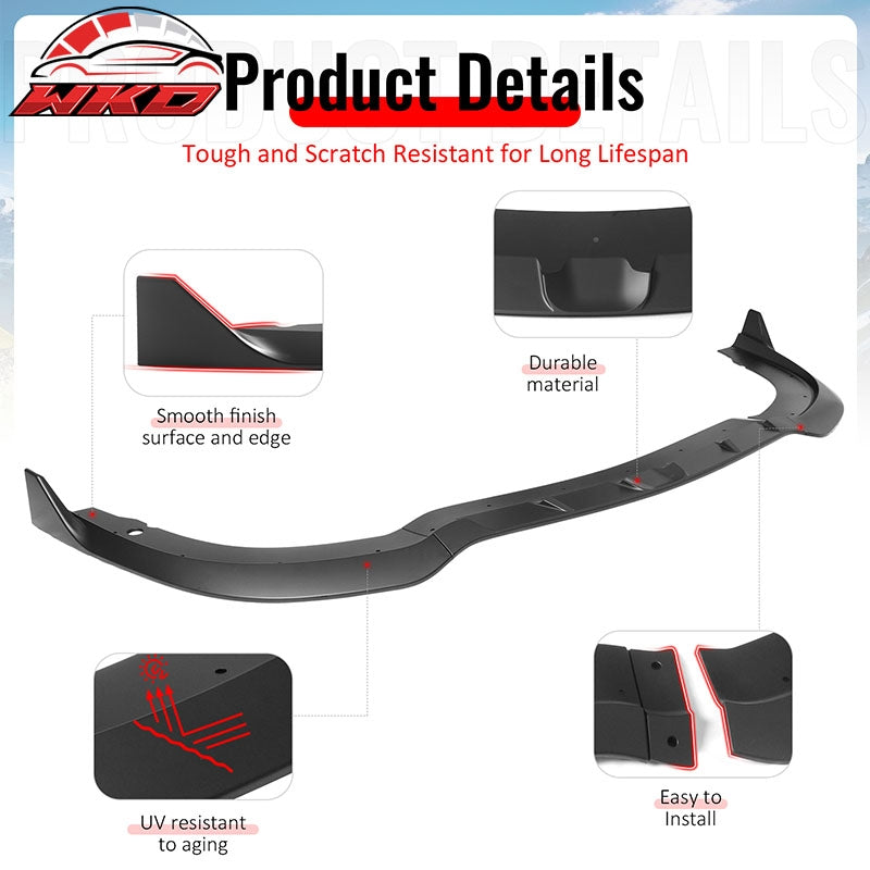 Fits 15-23 Chrysler 300 SRT Style ABS Front Bumper Lip Chin Spoiler Matte Black