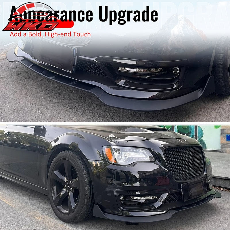 Fits 15-23 Chrysler 300 SRT Style ABS Front Bumper Lip Chin Spoiler Matte Black