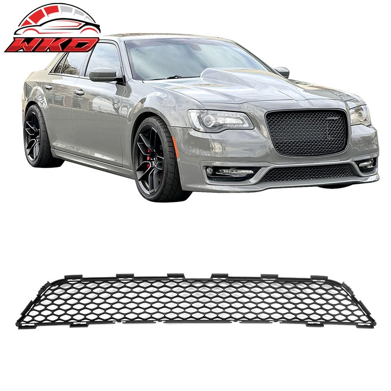 Fits 15-23 Chrysler 300 SRT Style Front Bumper Upper + Lower Grilles Matte Black
