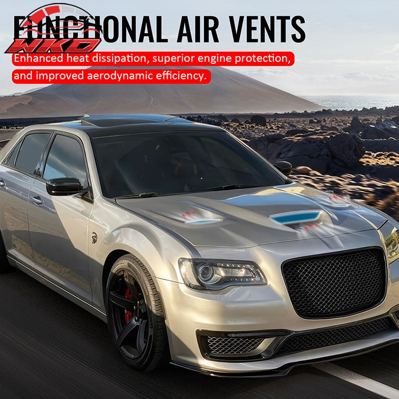 For 11-23 Chrysler 300 SRT Hellcat Style Cowl Vented Extractor Front Bumper Hood